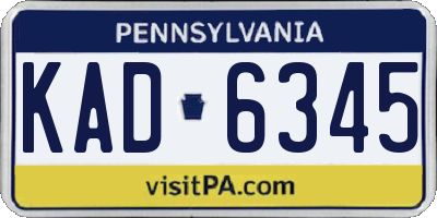 PA license plate KAD6345