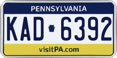 PA license plate KAD6392