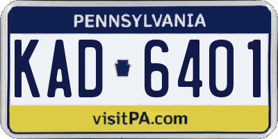 PA license plate KAD6401