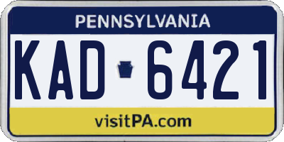 PA license plate KAD6421