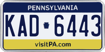 PA license plate KAD6443