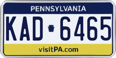 PA license plate KAD6465