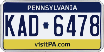 PA license plate KAD6478
