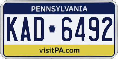 PA license plate KAD6492
