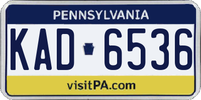 PA license plate KAD6536