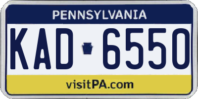 PA license plate KAD6550