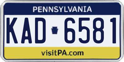 PA license plate KAD6581