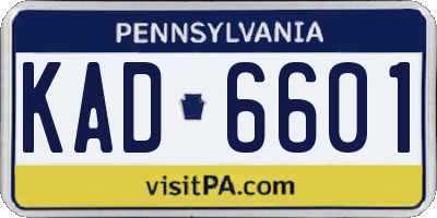 PA license plate KAD6601