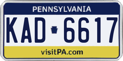 PA license plate KAD6617