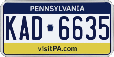 PA license plate KAD6635