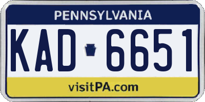 PA license plate KAD6651