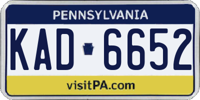 PA license plate KAD6652