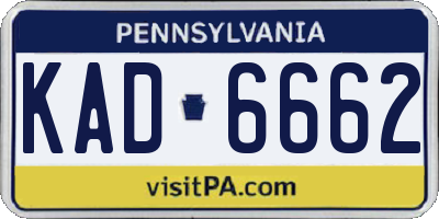 PA license plate KAD6662