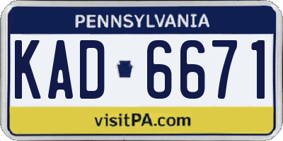 PA license plate KAD6671
