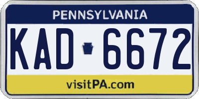 PA license plate KAD6672