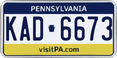 PA license plate KAD6673