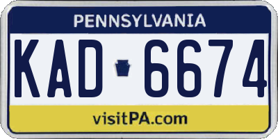PA license plate KAD6674