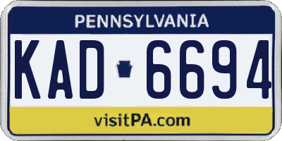 PA license plate KAD6694