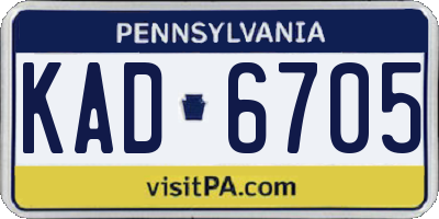 PA license plate KAD6705