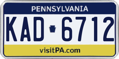 PA license plate KAD6712