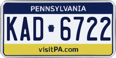 PA license plate KAD6722
