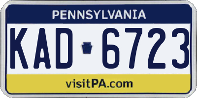 PA license plate KAD6723