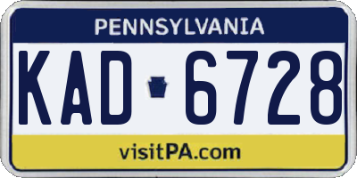PA license plate KAD6728