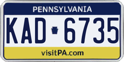 PA license plate KAD6735
