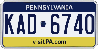 PA license plate KAD6740