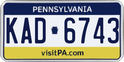 PA license plate KAD6743