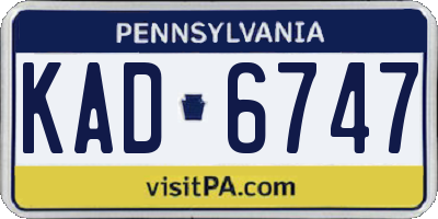 PA license plate KAD6747