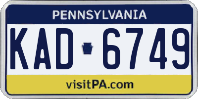 PA license plate KAD6749