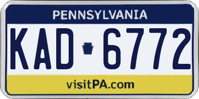 PA license plate KAD6772