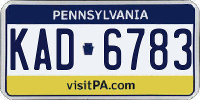 PA license plate KAD6783