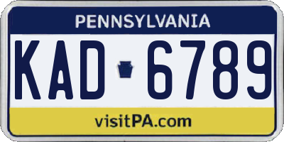 PA license plate KAD6789