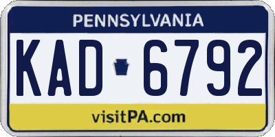 PA license plate KAD6792