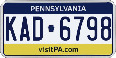 PA license plate KAD6798
