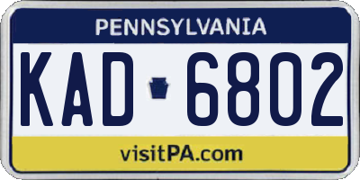 PA license plate KAD6802