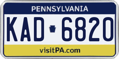 PA license plate KAD6820