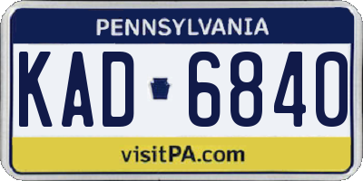 PA license plate KAD6840
