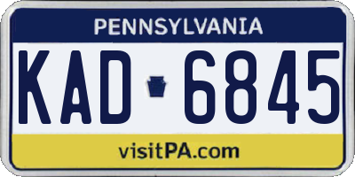 PA license plate KAD6845