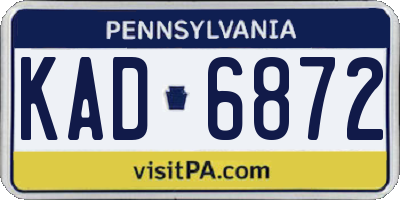 PA license plate KAD6872
