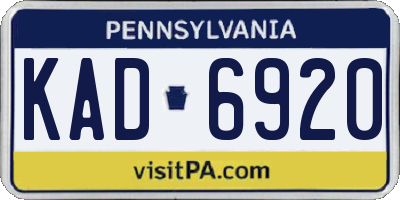 PA license plate KAD6920