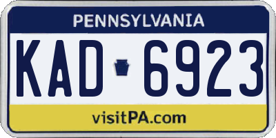 PA license plate KAD6923