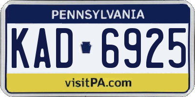 PA license plate KAD6925