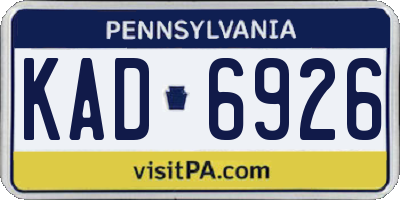 PA license plate KAD6926