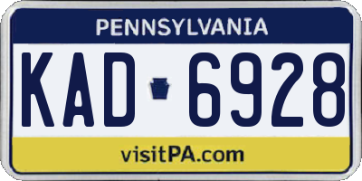 PA license plate KAD6928
