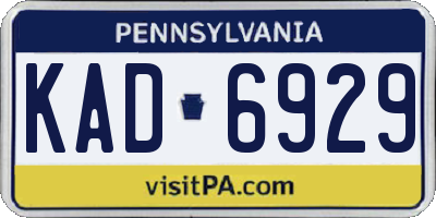 PA license plate KAD6929