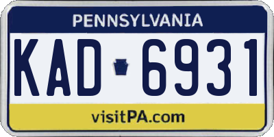 PA license plate KAD6931
