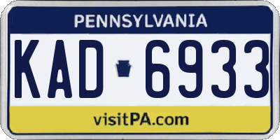 PA license plate KAD6933